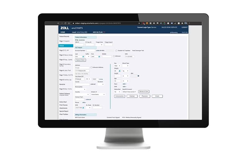 ZOLL emsCharts Patient Information