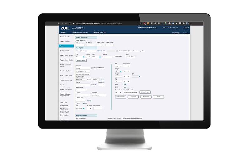 ZOLL emsCharts Patient Information