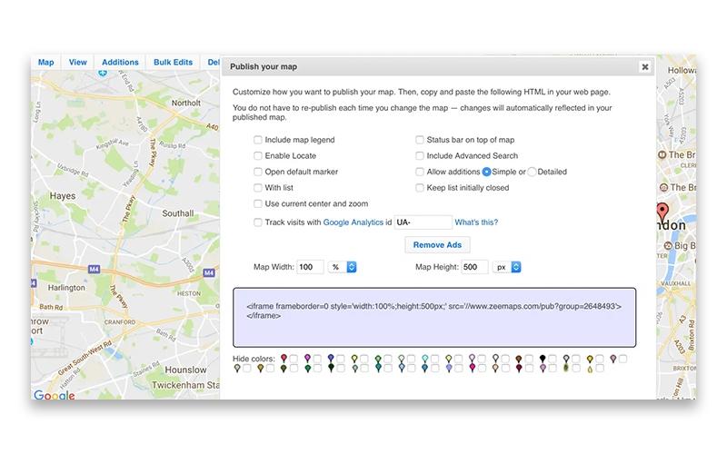 ZeeMap publish A Map On Websites
