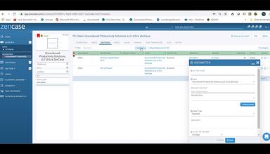 ZenCase Add Matters Screen