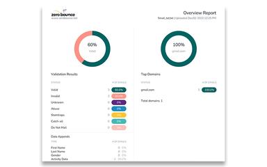 ZeroBounce email verification report