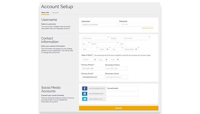 Zippy App set up account