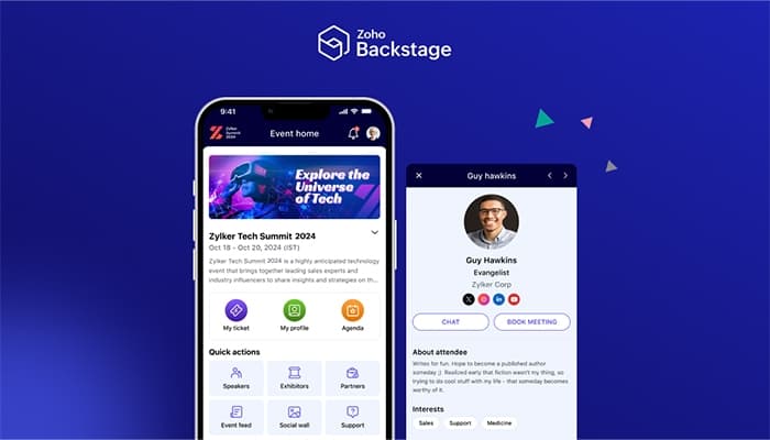 Zoho Backstage software Custom Event App