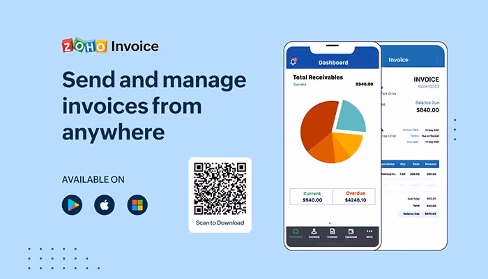 Zoho Invoice mobile dashboards