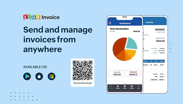 Zoho Invoice mobile dashboards