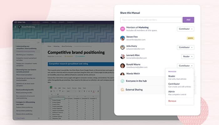 Zoho Learn Assign Roles and Share Knowledge
