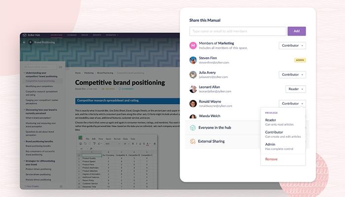 Zoho Learn Assign Roles and Share Knowledge