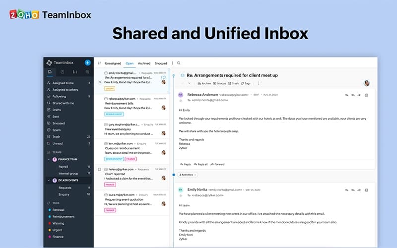 Zoho-TeamInbox Unified Box
