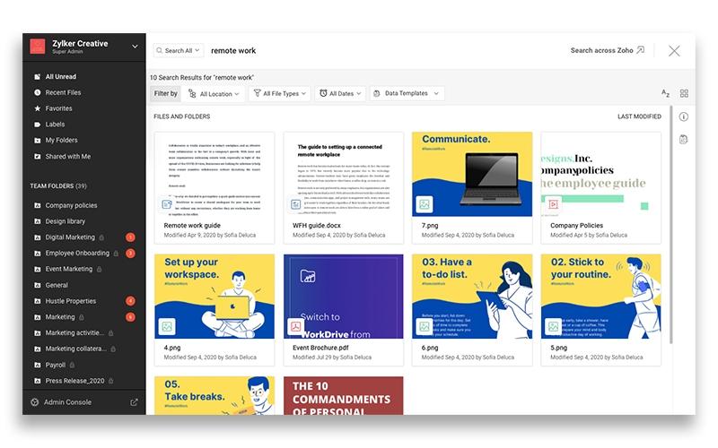 Zoho-WorkDrive Dashboard