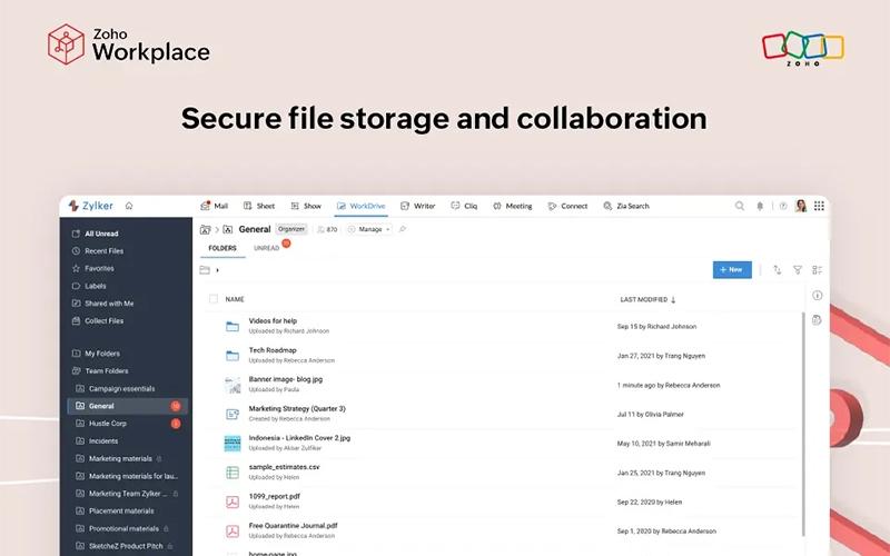 Zoho Workplace Secure File Storage And Collaboration