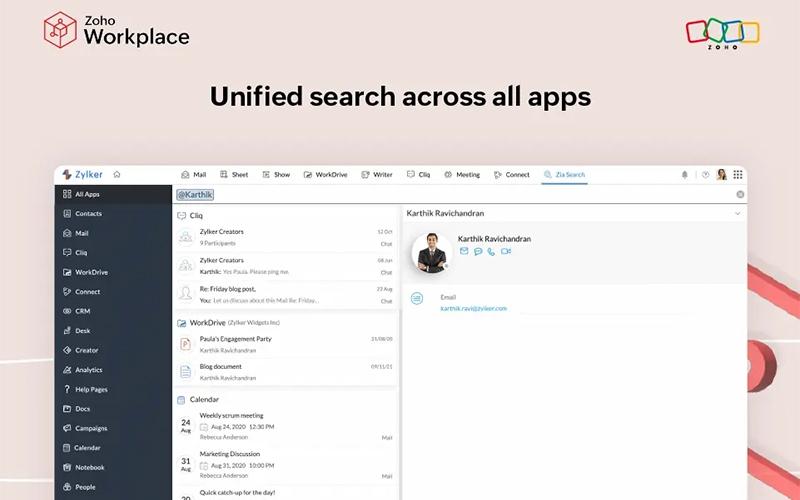 Zoho Workplace Unified Search Across All Apps