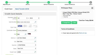 Zuora Payment Screen