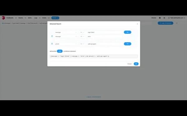 Advanced search modal