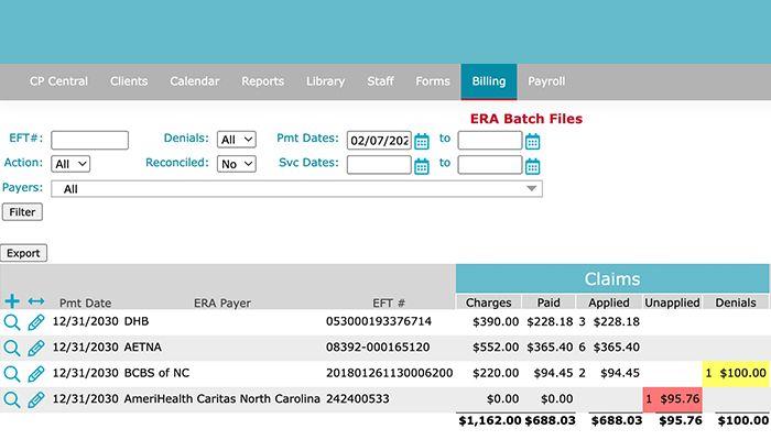 Checkpoint EHR Billing List