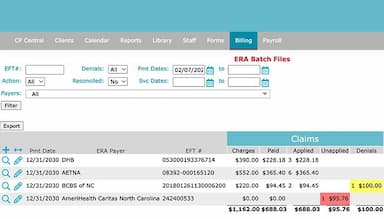 Checkpoint EHR Billing List