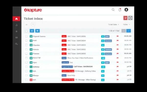 Kapture CRM Ticket Inbox