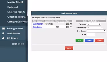 ePro Scheduler Plus employee pay rates