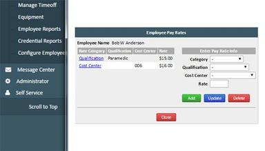 ePro Scheduler Plus employee pay rates