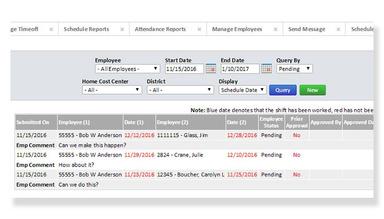 ePro Scheduler Plus employee shifts