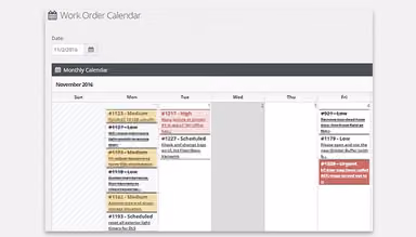 Work order calendar