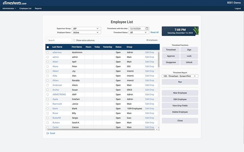 eTimesheets Employee Overview