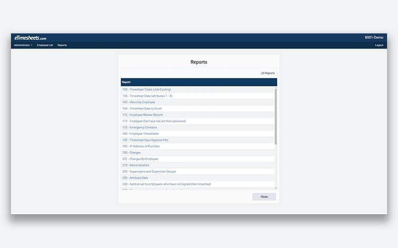 eTimesheets Reports