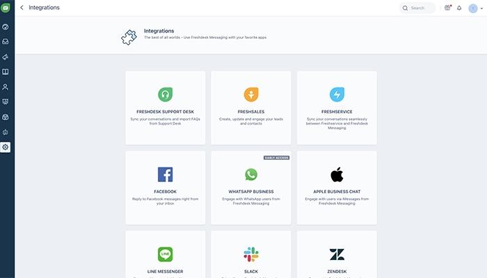 Freshchat Integrations View