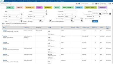 Work Order Management, Track Statuses