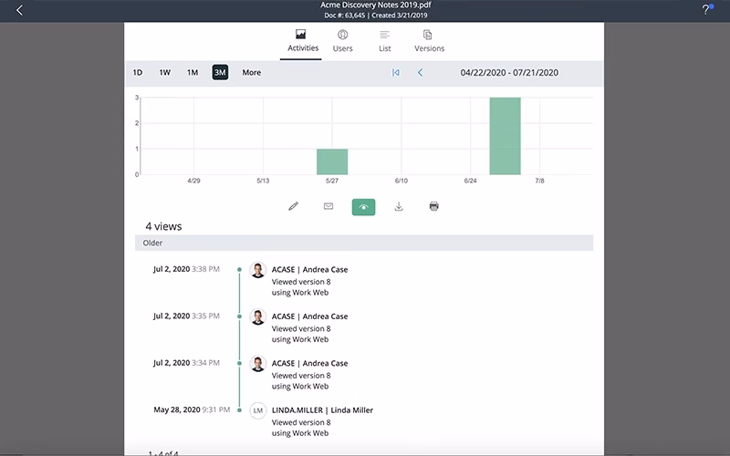 iManage Work Document Timeline