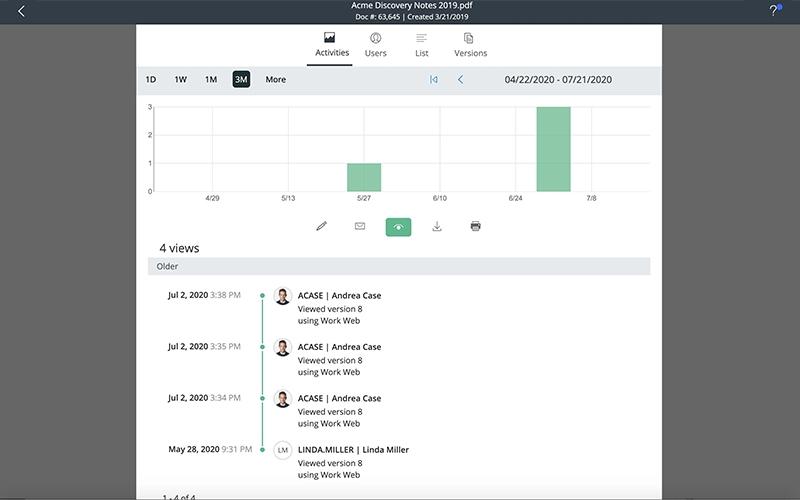 iManage Work Document Timeline
