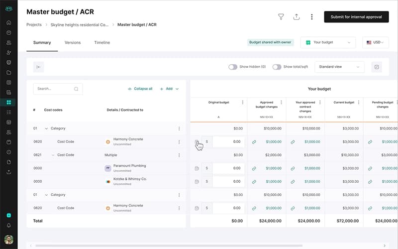 ingenious build project financials management