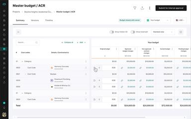 ingenious build project financials management
