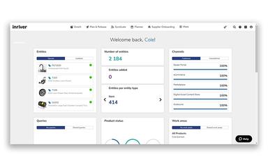 inriver PIM user dashboard