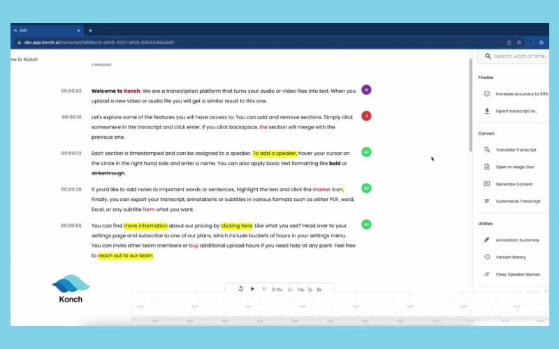 Konch Features Transcript