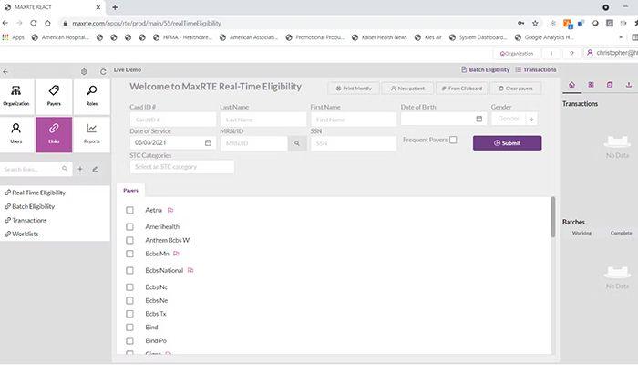 maxrte Real time insurance eligibility checking