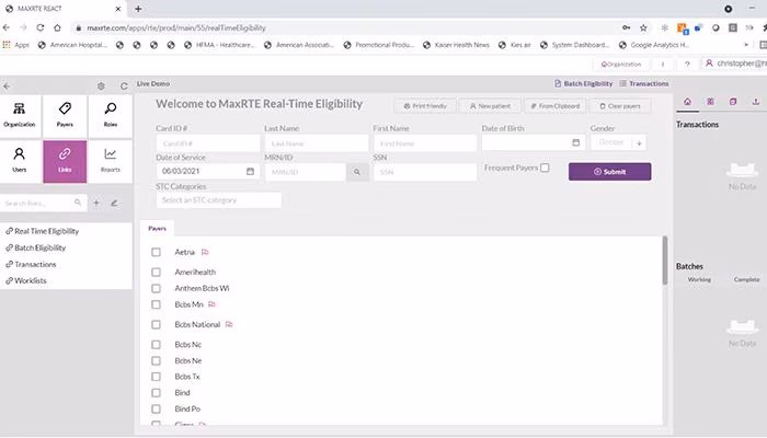 maxrte Real time insurance eligibility checking