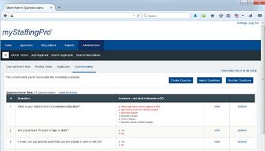myStaffingPro Prescreening Management