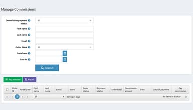 nopCommerce Software Commission management