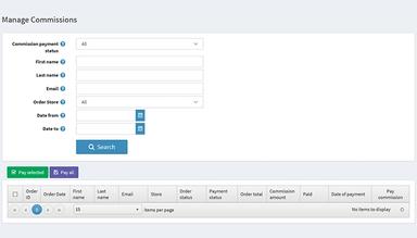 nopCommerce Software Commission management