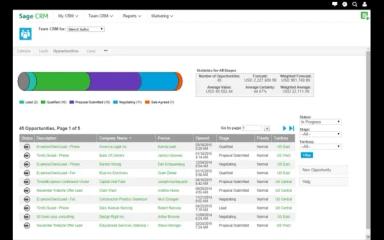 Sage CRM Opportunities