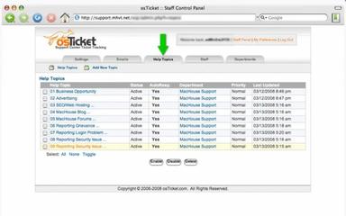 osTicket Help Topics