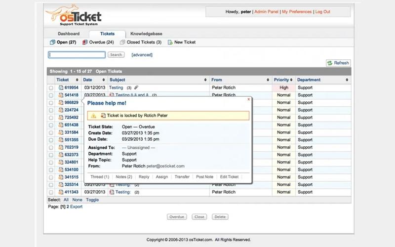 osTicket Locked Ticket
