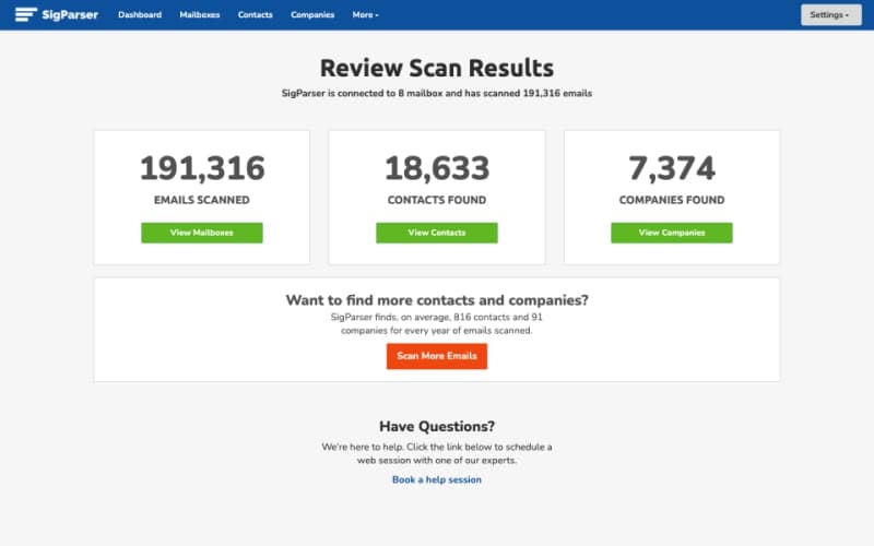 SigParser Review Scan Results