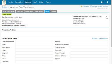 TherapyNotes EHR Intake Note