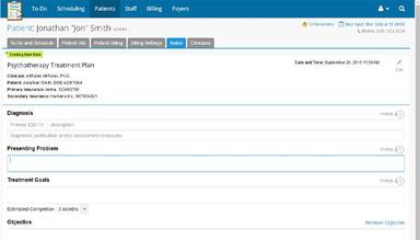 TherapyNotes EHR Treatment Plan
