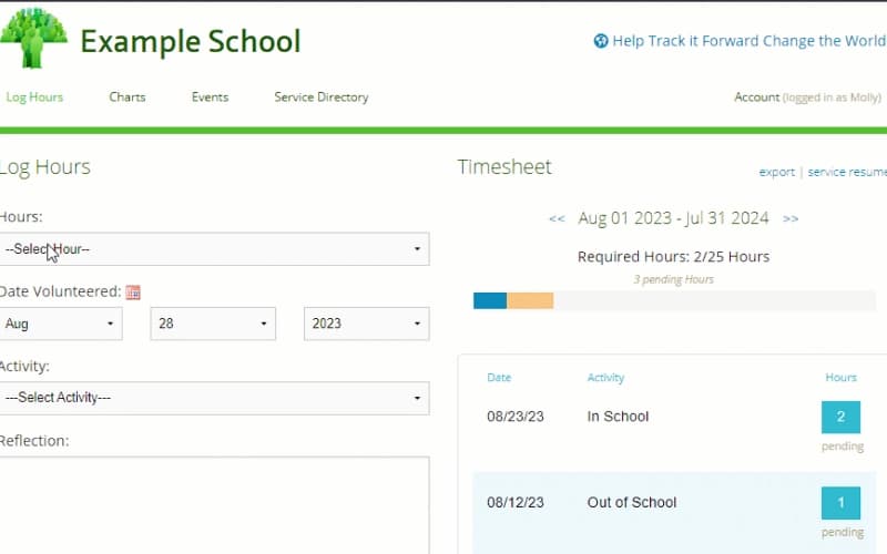 Track it Forward Log Hours