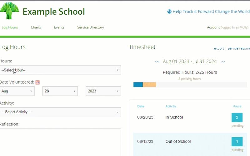 Track it Forward Log Hours