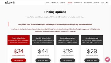 uLawPractice Prices in Canadian dollars for Canadian Legal Practitioners